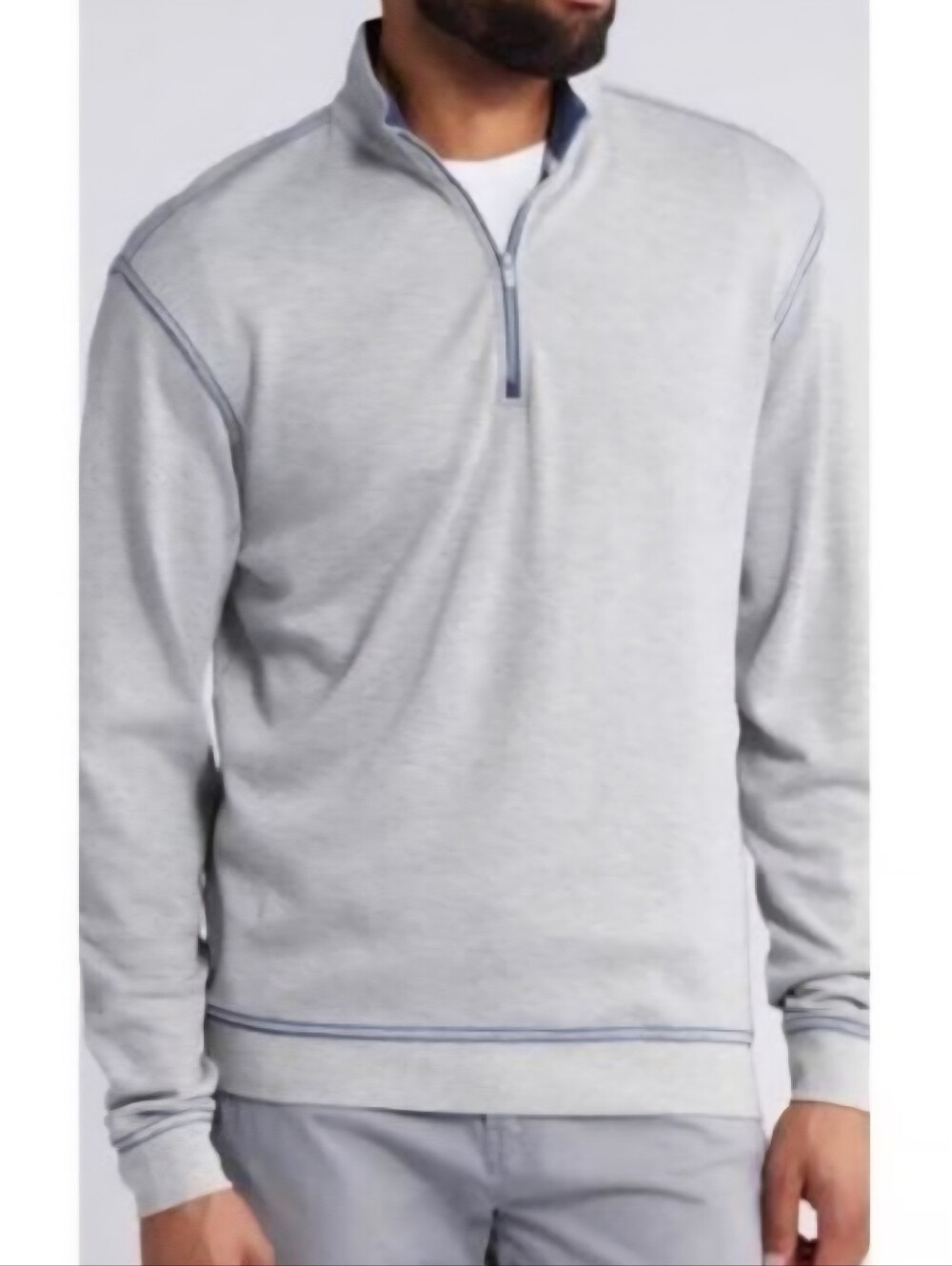 johnnie-O Heathered Gray Quarter Zip Mens Large Long Sleeve Casual Pull Over